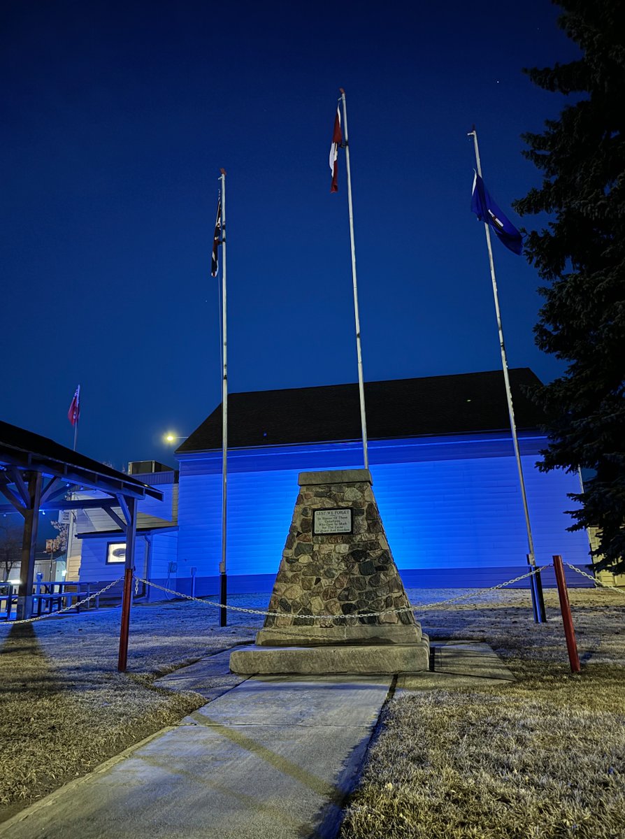 In honour of the Royal Canadian Air Force’s Centennial, Legion Branch 247 in Devon, Alberta, illuminated their branch in blue! Thank you Branch 247! Let’s continue to light up local Legion Branches in blue lights during the month of April.  #RCAF100 #100YearsOfFlyingBlue