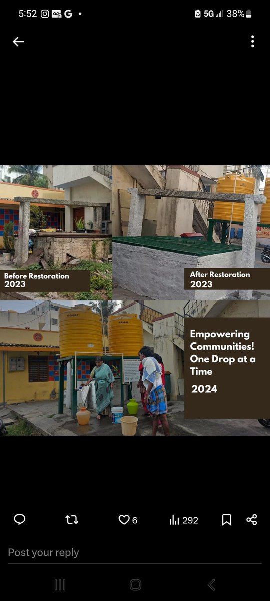 Every drop counts !! Bengaluru is facing huge water shortage and the well that @saytrees_ind has rejuvenated is providing vital water access to residents of Bommanahalli.