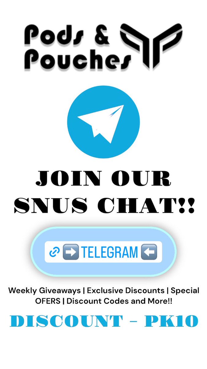 Make sure you JOIN OUR SNUS CHAT!!
t.me/+xkAktQWbNI1jN…

- Huge WEEKLY GIVEAWAYS!!
- Exclusive DISCOUNT and OFFERS
- Special Offers and lots more!!

#snus #nicotinepouches