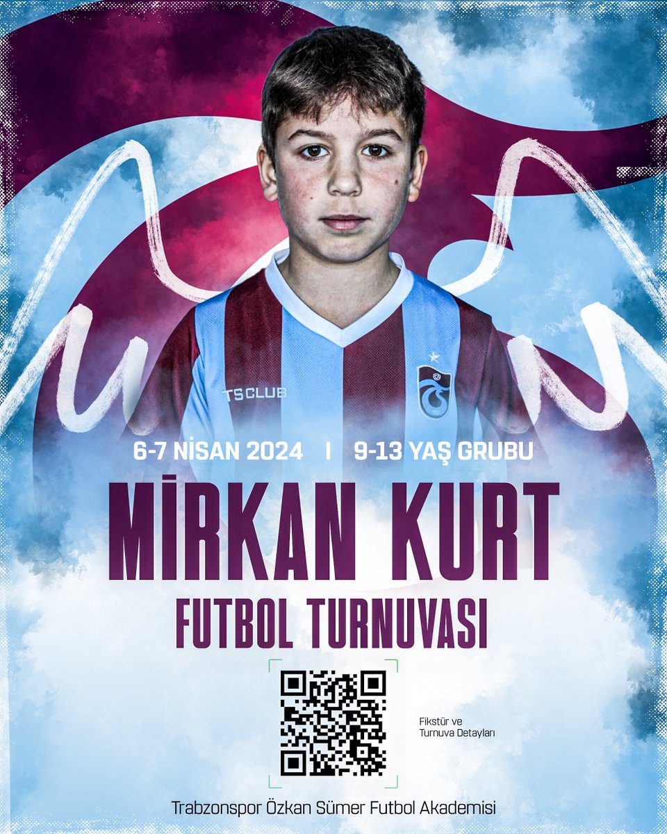 Trabzonspor Özkan Sümer Futbol Akademimizin organize ettiği; vefat eden sporcumuz, evladımızın adını taşıyan Mirkan Kurt Futbol Turnuvası 6 Nisan Cumartesi (yarın) 2024 tarihinde başlıyor 🔗 bit.ly/3TLb8lo