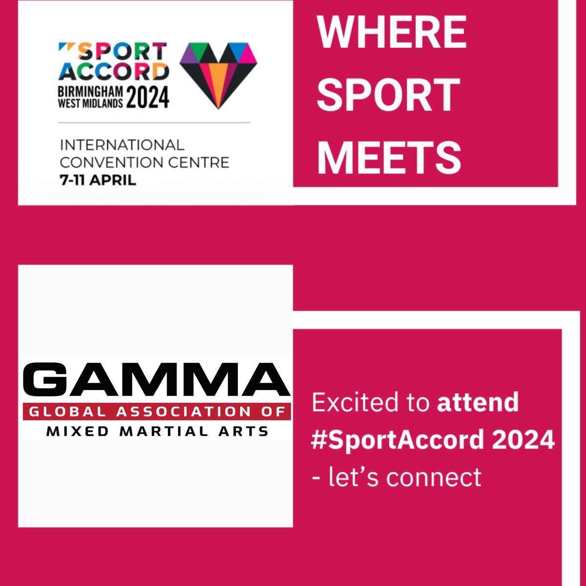 GAMMA looks forward to meeting sport delegates and stakeholders at @sportaccord World Sport & Business Summit next week, representing amateur #mixedmartialarts. To arrange a meeting during the summit or for information, get in touch!
#SportAccord #WhereSportMeets #PowerofSport