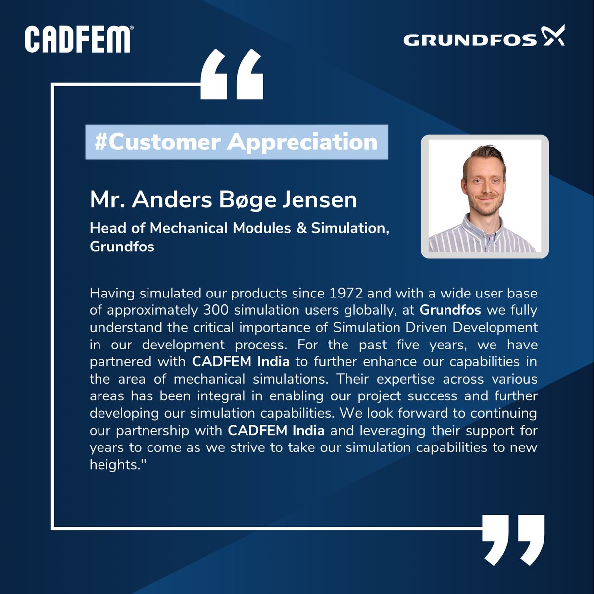 cadfem_in's tweet image. At CADFEM India, we are dedicated to empowering businesses like Grundfos with our expertise in simulation-driven development. If you&apos;re looking to enhance your simulation capabilities and drive project success, reach out to us today! 

#MechanicalSimulations #EngineeringServices