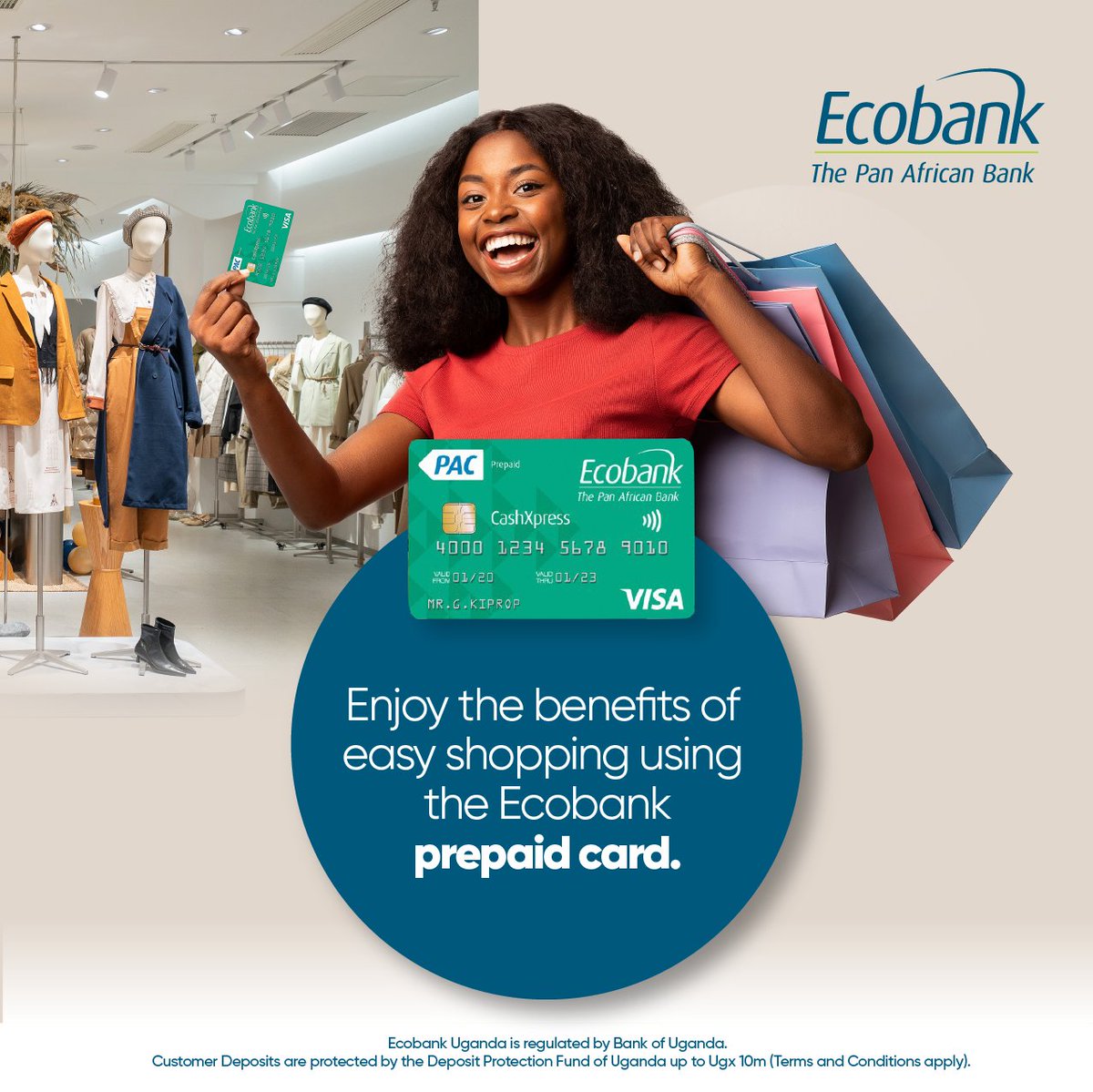 Feeling those Friday vibes! Simplify your shopping with our Prepaid Card—no hassle, just pure convenience. Treat your queen like royalty! Grab your Prepaid card today at any nearby Ecobank branch for just 25,000/=. #SecureShopping #FridayFeeling #TGIF