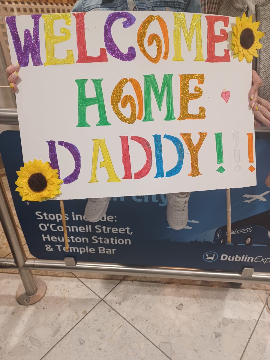 All set at @DublinAirport to welcome home members of the @defenceforces after their 6 months deployment abroad.