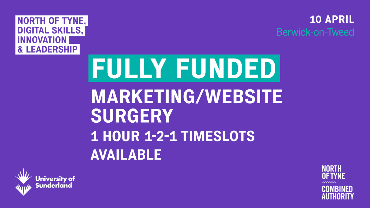 Access an hour one-to-one session Marketing or Website Surgery on 10 April in Berwick-on-Tweed. This FULLY FUNDED session is an opportunity to gain marketing or website advice and guidance from our expert. ➡️10 April 2024 ➡️ Berwick-on-Tweed digitalskillsnorthumberland.co.uk/course/website…