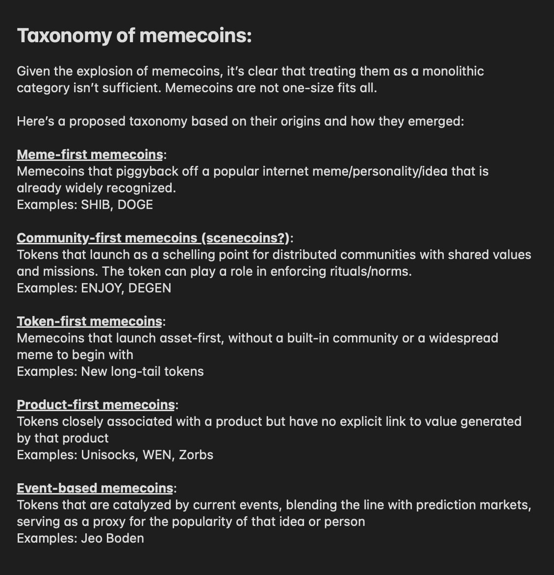 memecoin taxonomy: what should be added to this?