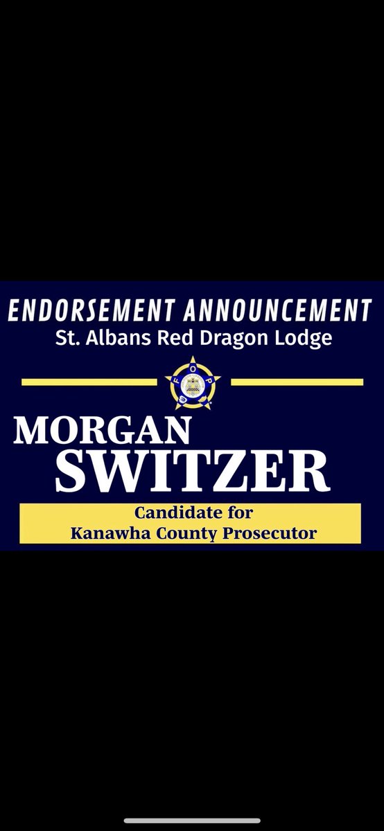 What an awesome honor and privilege to be endorsed by the Red Dragon Lodge 88. I can’t wait to work with law enforcement to give you a safer Kanawha County. #SwitzerForProsecutor