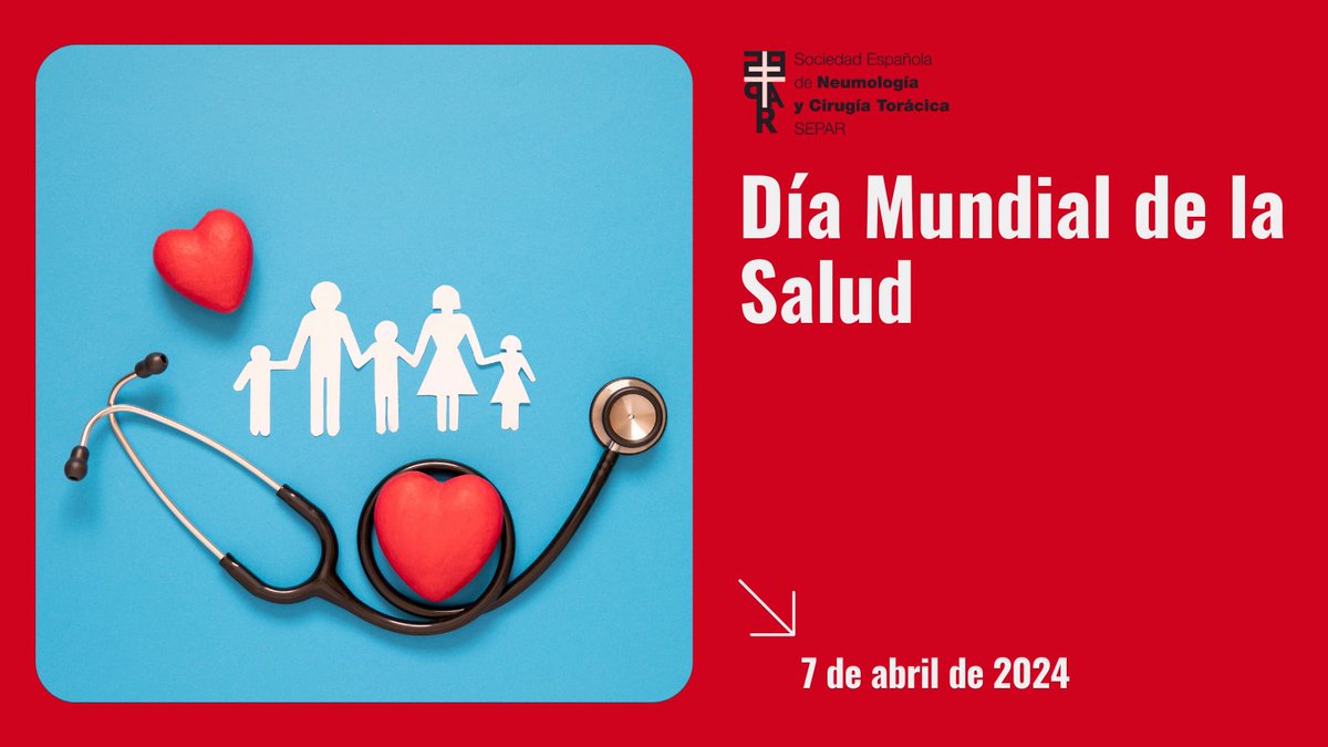 🌍 En el Día Mundial de la Salud, celebramos el aniversario de la fundación de la OMS. ➡️ Desde SEPAR, renovamos nuestro compromiso de abordar la salud respiratoria de forma integral, desarrollando soluciones para mejorar el bienestar de los pacientes. #OMS #SEPAR