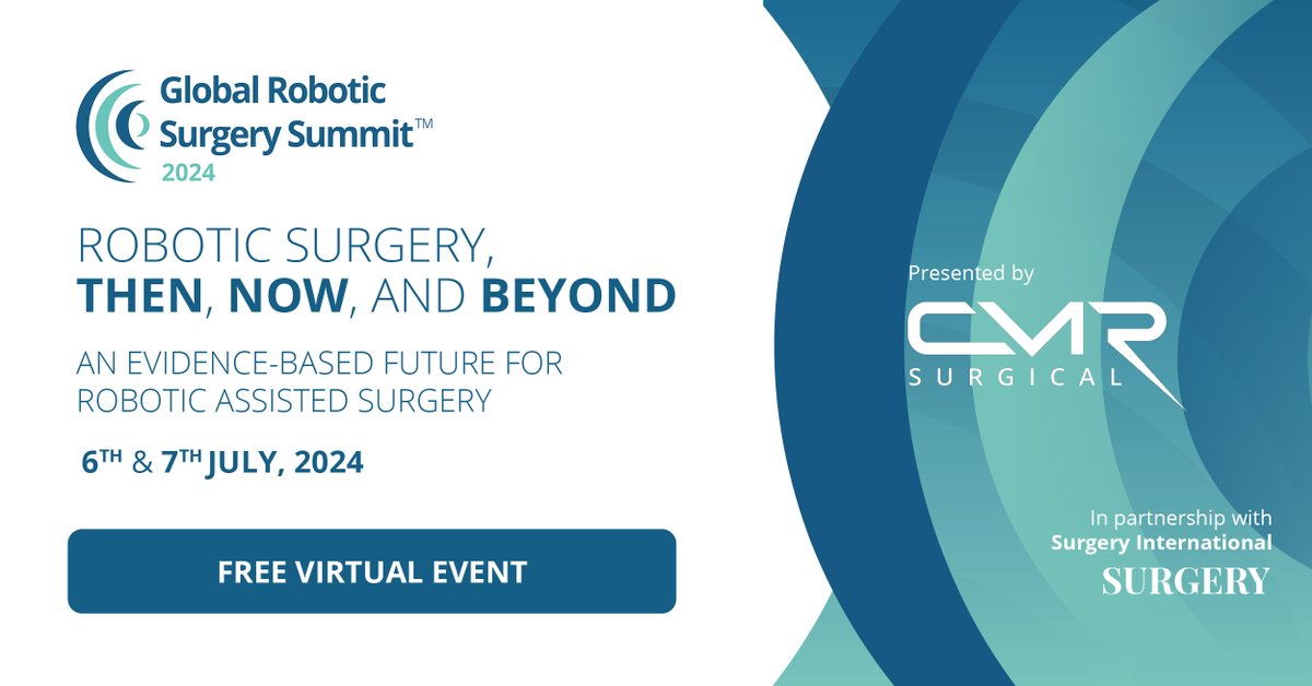 We're proud to partner with @CMRSurgical for the first ever ‘Global Robotic Surgery Summit: Robotic Surgery, then, now & beyond' in July! 🎉 Join us for this FREE virtual event featuring leading experts discussing the future of #roboticsurgery worldwide 👇surgery.international/global-robotic…