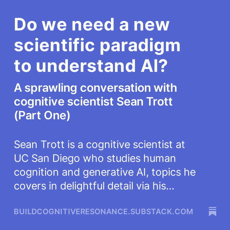 One of the sharpest thinkers on the intersection of cognitive science and artificial intelligence is @Sean_Trott, and he's been kind enough to participate in an extended dialogue with me on what the future may hold. Here's part one of our conversation: buildcognitiveresonance.substack.com/p/do-we-need-a…