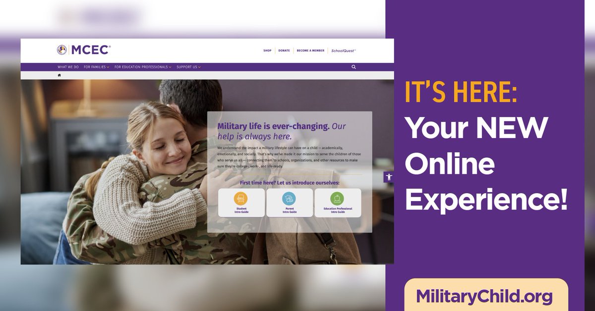 Our brand-new website is finally here! 🎉 Get ready for an upgraded experience with updated information and seamless navigation. Start exploring today! militarychild.org