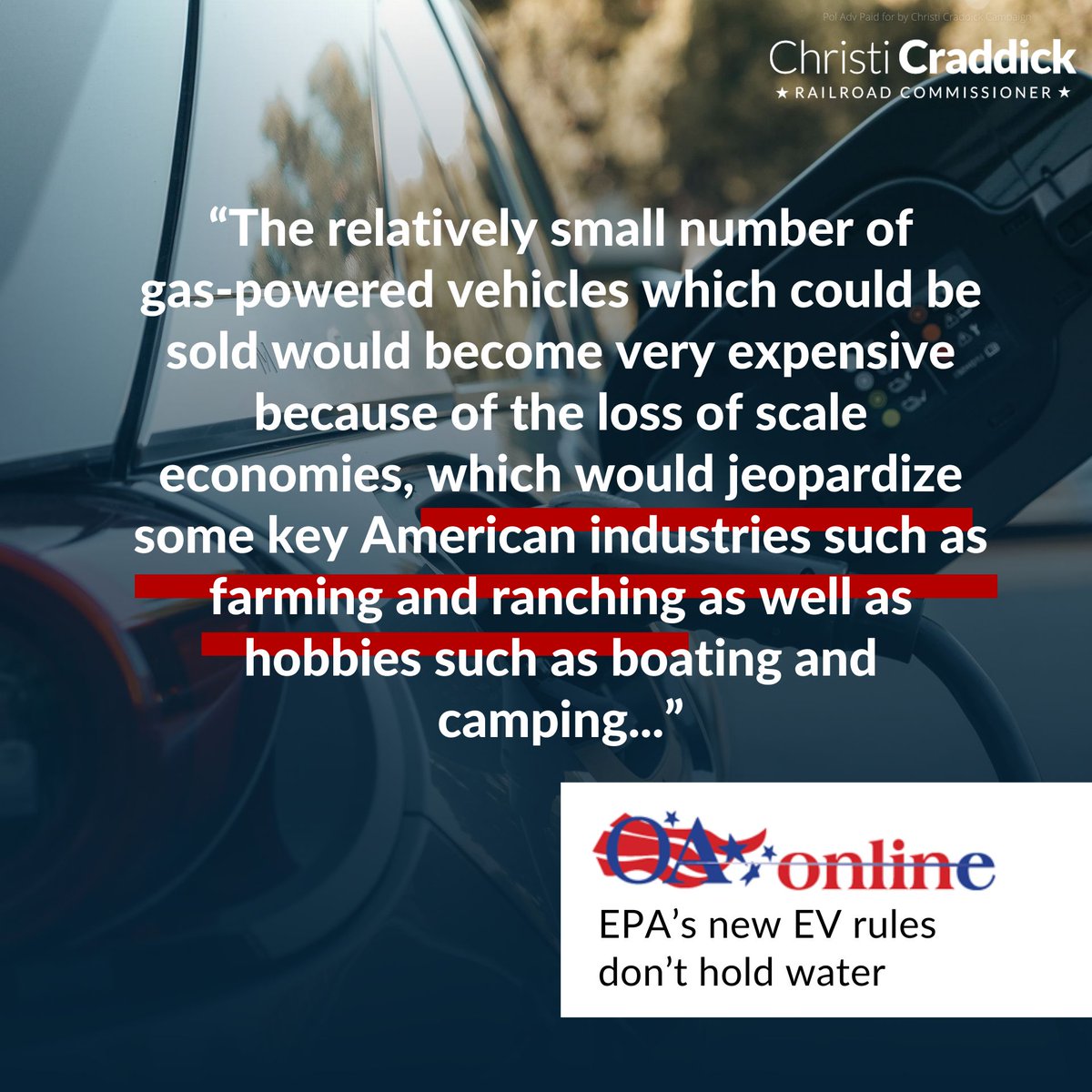 The EPA's new EV rules are a classic case of overreach. Imposing unrealistic standards won't just hurt the industry; it'll burden consumers. Texas knows the value of practical, balanced energy policies. Let's stick to what works.  #TexasLeads