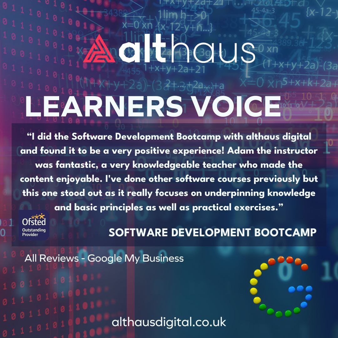 Feedback from our Software Development Bootcamp! ⚙️🙌

Find Out More Today: ➡️ buff.ly/42iYVqq 

#googlereview #learnersvoice #softwaredevelopmentbootcamp #freetraining #learnerfeedback