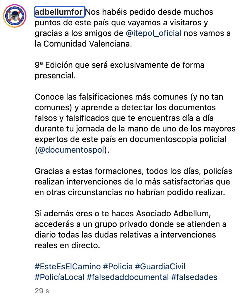 Gracias a nuestros amigos de @itepol_com 🧡, comenzamos con nuestras formaciones descentralizadas, trasladándonos a la Comunidad Valenciana 🥘🔝

Será exclusivamente presencial 🫢

#EsteEsElCamino #Policia #GuardiaCivil #PolicíaLocal #falsedaddocumental #falsedades