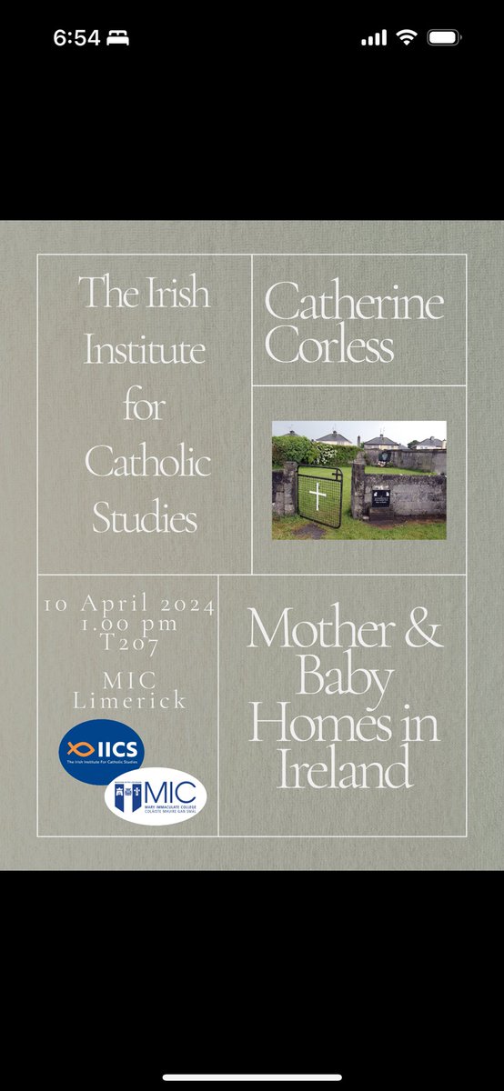 We are excited to host historian Catherine Corless this Wednesday, April 10th @MICLimerick at 1 pm in T207. All are welcome!