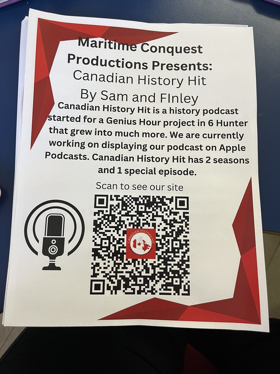 Two of my students created a podcast for their Genius Hour and would love for people to tune in! Check out their podcast! (Scan the QR code or I can send you their poster) #6Hunter <a href="/AdesElem/">Astral Drive Elem</a>