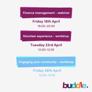 Did you know @Sport_England 's #Buddle has a range of free webinars and workshops, designed to help the sector with marketing support, funding opportunities and much more.💻💰📰 Here's the dates in April you need to know: buddle.co 👇