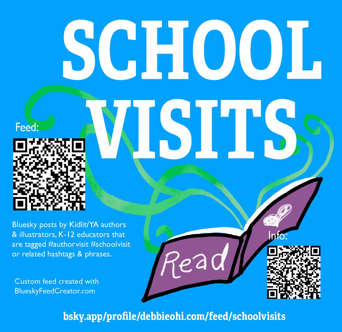 Are you a kidlit/YA author, illustrator, or educator on 💙🦋 who posts about book creators doing school visits, or interested in browsing posts by those who do? See bsky.app/profile/debbie…