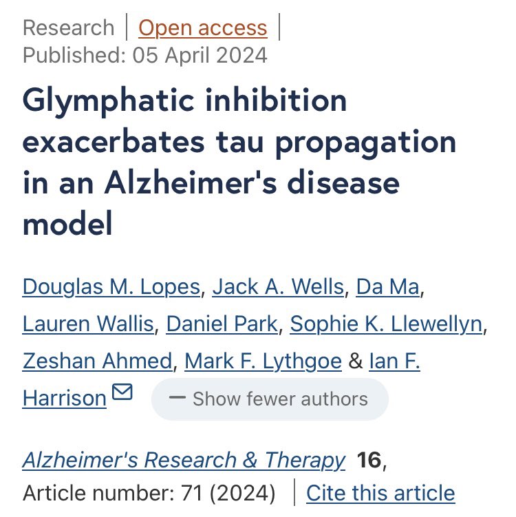 SophieKLScience's tweet photo. Check out our new paper, out now in Alzheimer’s Research &amp; Therapy! 🧠

@ARUKscientist 
@CABI_UCL 
@uclbbk_mrcdtp 
#Alzheimers #tau #glymphatics https://t.co/ZwxAKXfYWZ