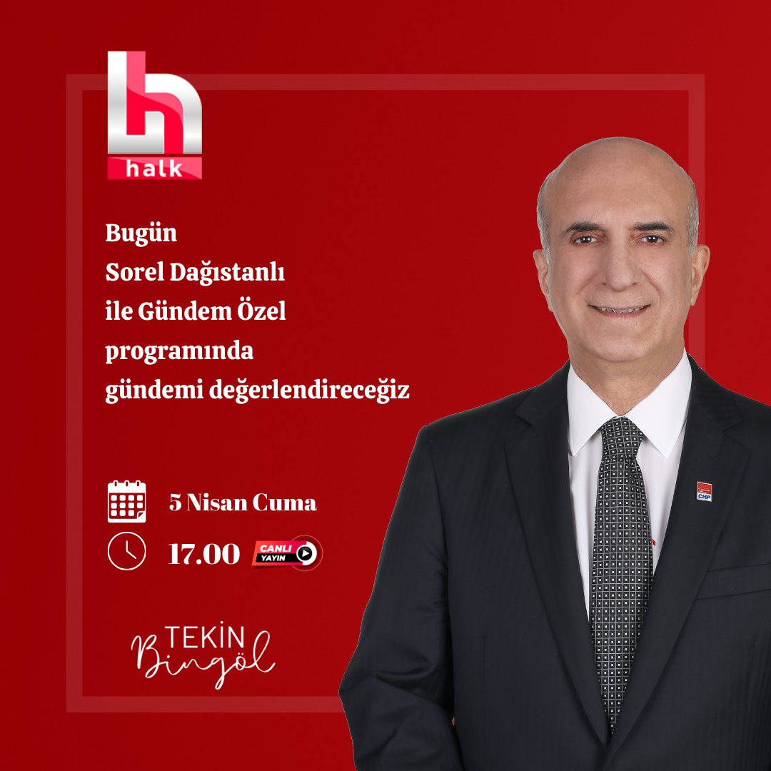 Bugün saat 17.00'de Halk TV'de Sorel Dağıstanlı ile Gündem Özel programında gündemi değerlendireceğiz. İzlemeniz dileğiyle... 📆 5 Nisan Cuma ⏱️ 17.00 📺 HALK TV youtube.com/watch?v=-HJwra…