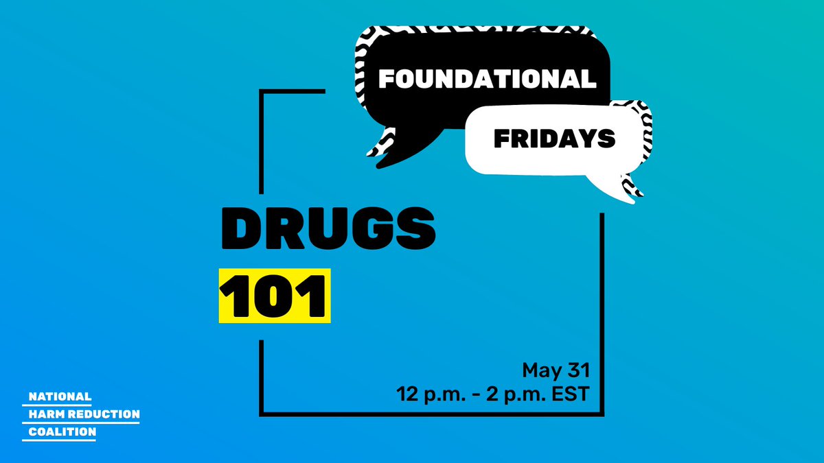 HarmReduction's tweet image. 🧵This May, join us for our free Foundational Fridays virtual session, "Drugs 101," where attendees will learn basic knowledge about drugs commonly used by Syringe Services Programs (#SSPs) participants, how &amp;amp; why drugs are used, &amp;amp; ways to reduce harm.

bit.ly/Drugs10124