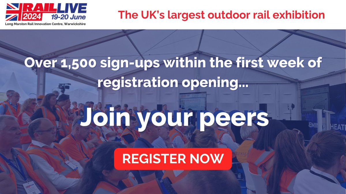 With over 1,500 people signing up for #RailLive within the first week of registration opening, this is proving to be the biggest Rail Live yet! 📣Don't wait! Register today to join your industry peers in June: ow.ly/OLV250R3rjv