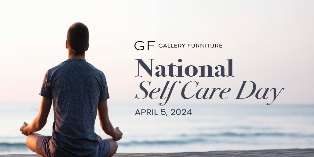 Join GF in celebrating National Self-Care Day on April 5th. Your well-being matters, and GF is here to support it. Tell us how you'll prioritize self-care at galleryfurniture.biz/3P1YdK3 and unlock a special offer!