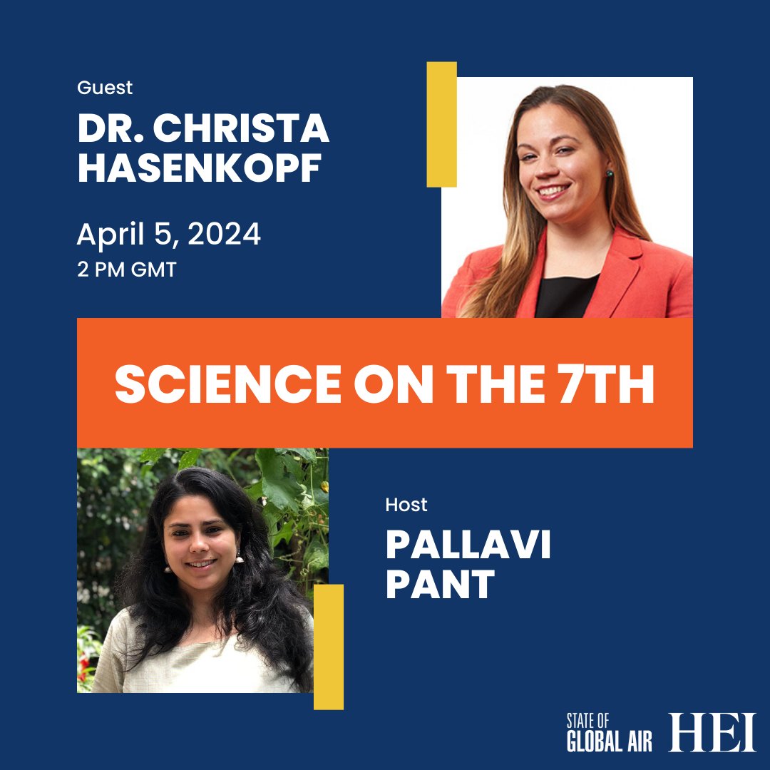 Join us live in an hour as @pallavipnt speaks with Christa Hasenkopf @sciencerely about global air quality inequalities. Watch here: bit.ly/3VwgdjZ ⏰ 10 AM EDT | 2 PM GMT | 5 PM EAT | 7:30 PM IST #AirQuality #ScienceOnThe7th