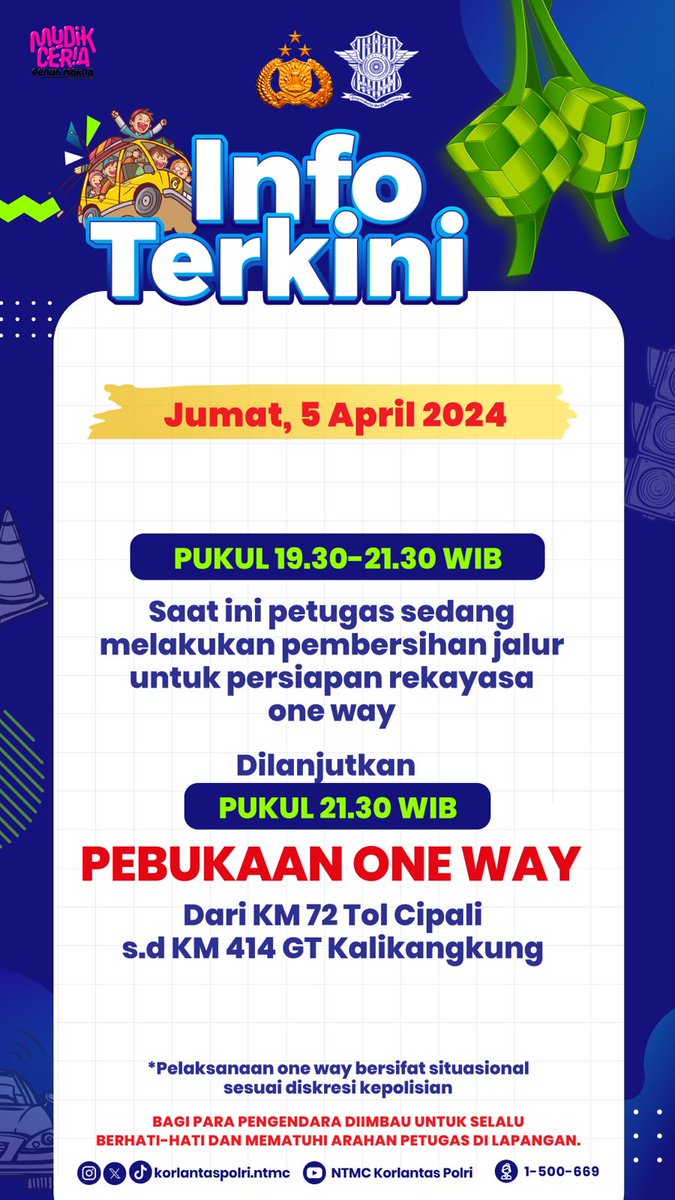 Selamat #mudik persiapan one way ya.. Hati hati di jalan Keluarga menunggu dirumah 🙏