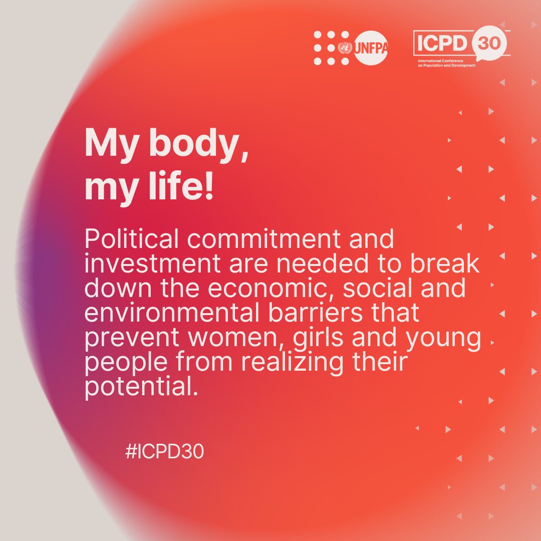 In 1994, the #ICPD recognized that realizing the rights of women & girls is at the center of global development. 3️⃣0️⃣ years later, this statement is as true today as it was in 1994. #ICPD30