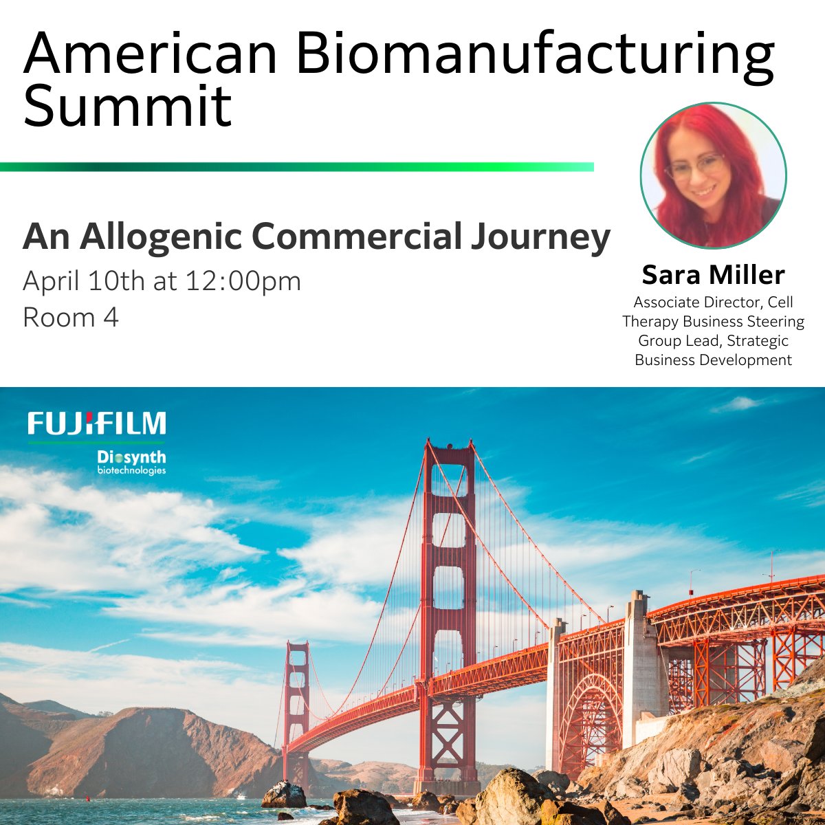 🔬 Attending the American Biomanufacturing Summit? Don't miss out on a workshop with Sara Miller, Associate Director of Cell Therapy Business, will be speaking on 'AN ALLOGENEIC COMMERCIAL JOURNEY' on April 10th at 12 PM. #Biomanufacturing #Innovation #CellTherapy
