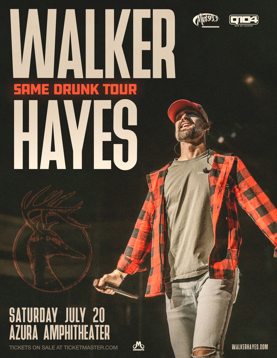 JUST ANNOUNCED Walker Hayes: Same Drunk Tour Saturday, July 20 Doors: 5:30 PM | Show: 7 PM Special Venue Presale: April 11 at 10 AM - 10 PM CT Use Code: AZURA PUBLIC ON SALE: April 12 at 10 AM CT Ticket Link: ticketmaster.com/event/06006083… #WalkerHayes #AzuraAmphitheater