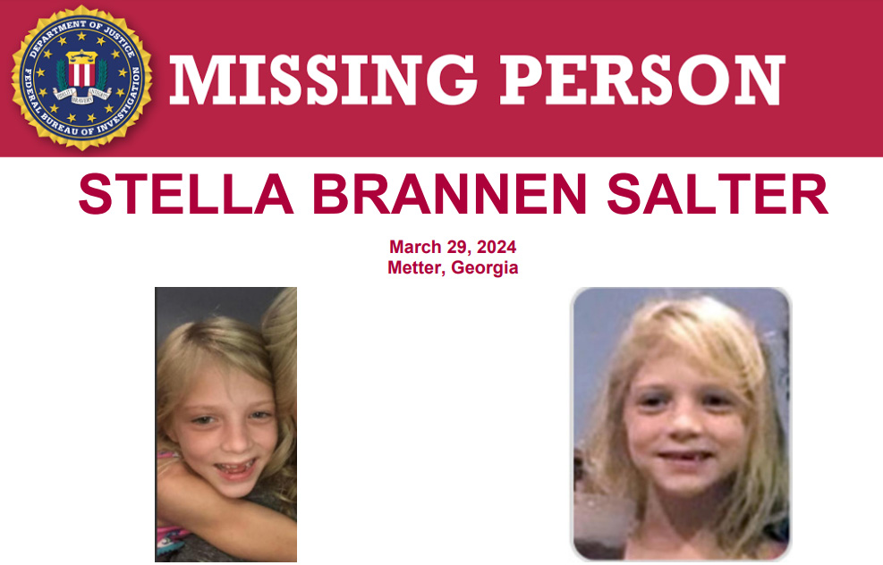 The #FBI is seeking the public's assistance in locating Stella Brannen Salter. Stella was last seen on March 29, 2024, in Metter, Georgia. She may have been taken to Puerto Rico by her non-custodial mother: fbi.gov/wanted/kidnap/…