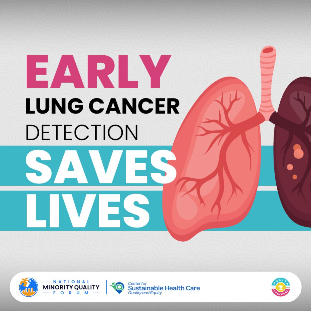 Early lung cancer detection saves lives. If lung cancer is found before it spreads, you are more likely to survive or have better treatment outcomes. Learn more about lung cancer screening at healthequitychampions.org. #LungCancerScreening