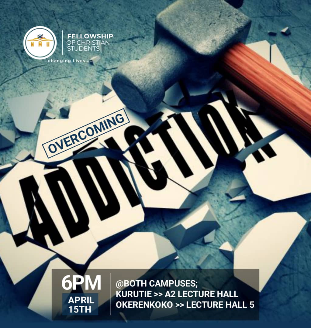 fcs_nmu's tweet image. As young people, we know how easy it is to fall into an addiction that feels almost impossible to break away from.

This monday, we will be learning a failure-proof way of overcoming addictions through Christ Jesus.  

The venue is Lecture hall A2  
The time is 6pm   
#Fcsnmu