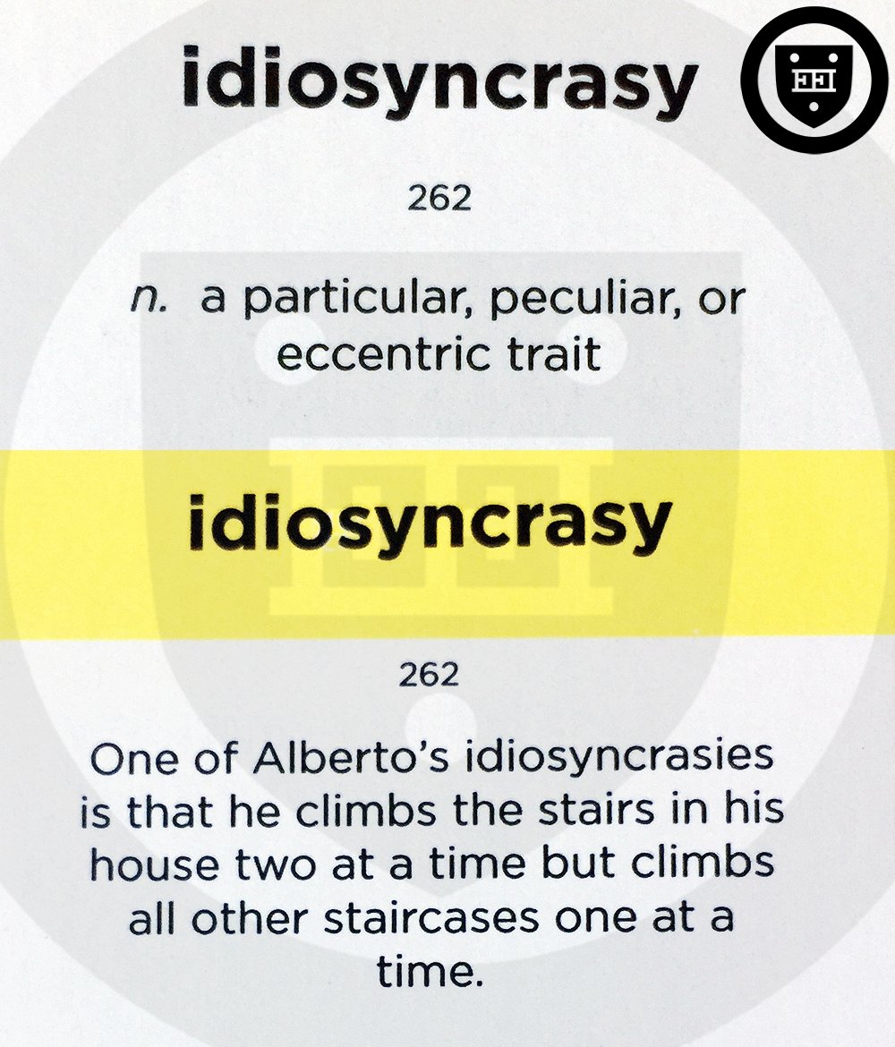 Idiosyncrasy

[ id-ee-uh-SING-kruh-see ]

(n.) a particular, peculiar, or eccentric trait

#vocabulary #WordoftheDay