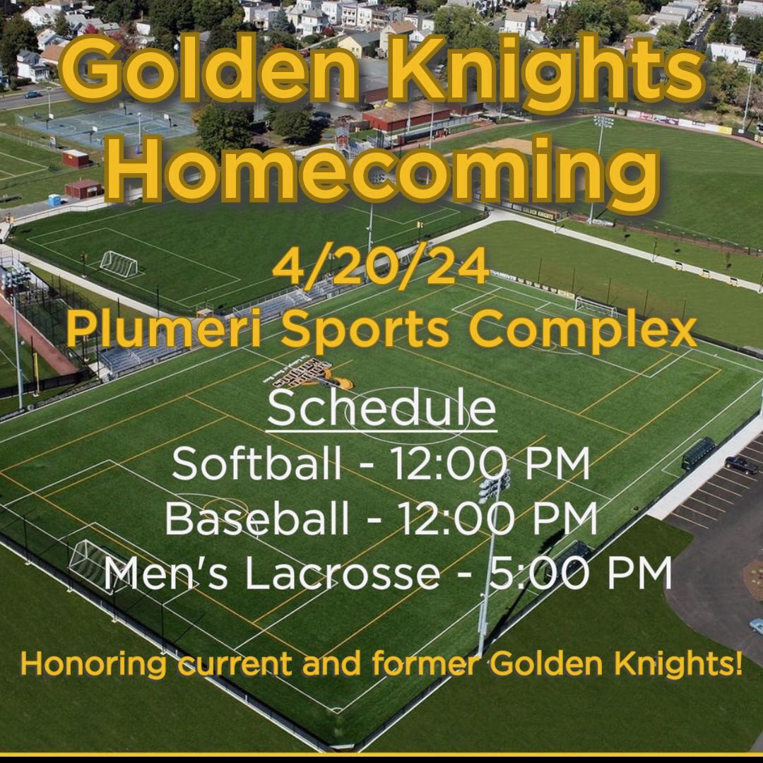 Please join us at the Plumeri Sports Complex on Saturday, April 20 for a day of celebration in honor of all current and former Golden Knights student-athletes. Food and beverage trucks will be on site throughout the day!