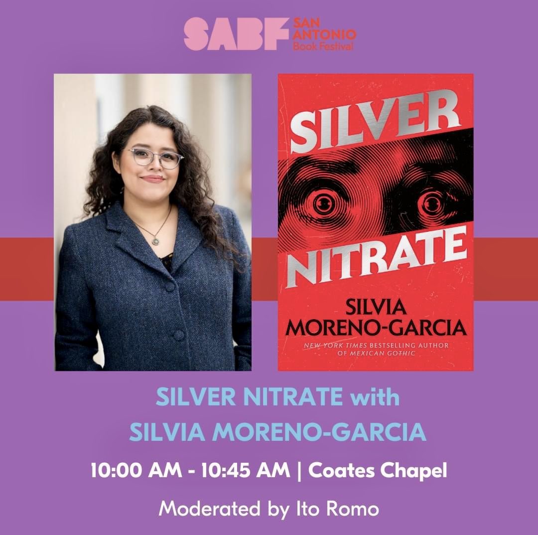 TOMORROW! San Antonio Book Festival. We’ll be chatting with Silvia Moreno-Garcia! Super excited—see you there! #sabookfest @silviamg @SABookFestival
