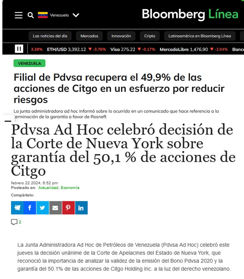 @botellazo @PDVSA_AdHoc POCOS recuerdan que CITGO estaba 100% EMPEÑADA por Maduro Y que la OPOSICIÓN logro rescatar el 49,9% de las acciones de CITGO que Maduro le empeño a los Rusos y ahora recupero el OTRO 50,1% de las acciones EMPEÑADAS con los BONOS PDVSA2020