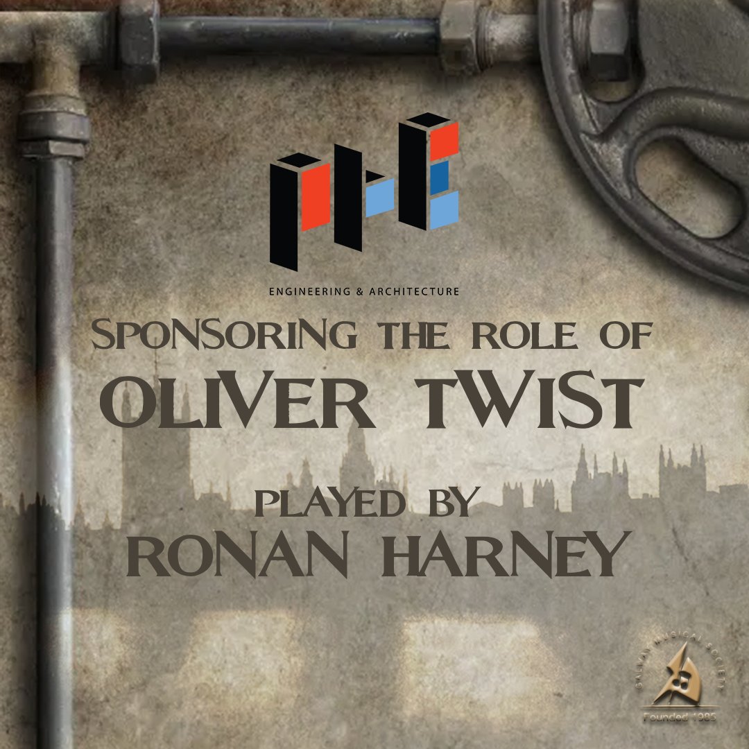 GalwayMusical's tweet photo. Finally, our Oliver, played by the rising star of Rónán Harney, is sponsored by PHE Engineering &amp; Architecture! 

With their highly trained professional staff, PHE can provide you with a broad range of engineering and architectural services for both the commercial and residential https://t.co/q1gzLOtycp