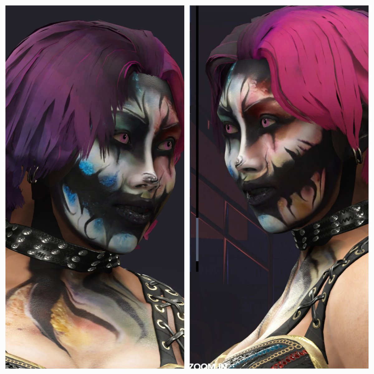 6 hrs later... final touches on the face paint. Redone chest with connection to neck. 🥱😴