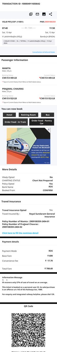 Prajjwalchaura4's tweet photo. Today I booked a ticket in Prayagraj Express number is 11801 But now I came and saw that there is no sleeper coach in this train If sleeper coach is not available in this train then why was my ticket booked..Please take appropriate action🙏
@RailMinIndia 
@RailMadad https://t.co/YefFwQ8qH8
