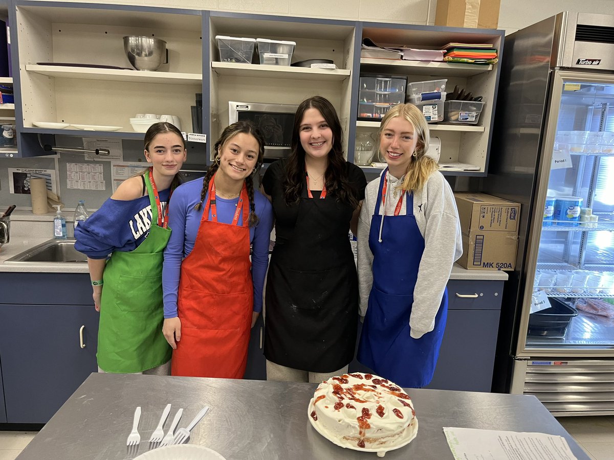 Whipped up some angel food cake in culinary 1! The perfect way for students to see the different stages of egg foams in action and what it takes to create a light & fluffy cake 🍰 #Empower95