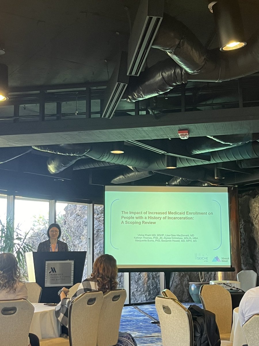 Superstar @GoldMacDonald presenting results from our scoping review on Medicaid policy & health and non-health outcomes for people with a history of incarceration at @ACCJH @howell_ben @MountSinaiEM @SinaiEM