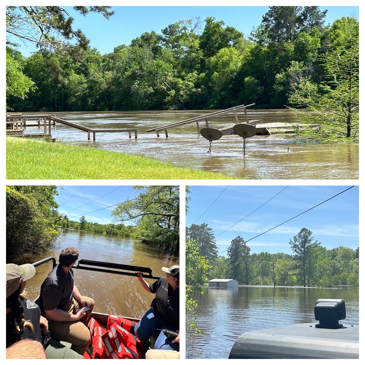 I spent the afternoon today surveying the flood in Logansport with @DesotoSheriff Richardson & Desoto Admin. Norton. I appreciate the work they & their teams are doing to help protect the people of DeSoto. I’ll continue to monitor the flood, which will crest on Monday. Stay safe!