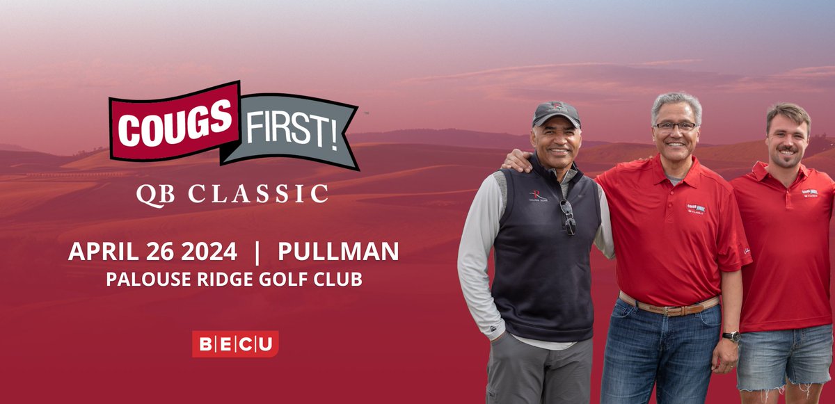 We're only 2️⃣ weeks away from the CougsFirst! QB Classic 🎉 Hosted by @PapaThrow & @CoachDickert with 30+ current & former @WSUCougarFB players & coaches - including Rueben Mayes & @GardnerMinshew5! Will you be joining us for autographs & selfies on 4/26 at 9am?! #GoCougs @BECU