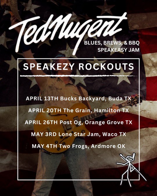 Tomorrow! Get tix at: eventbrite.com/e/ted-nugent-l… Hang with Ted backstage: tour.tednugent.com