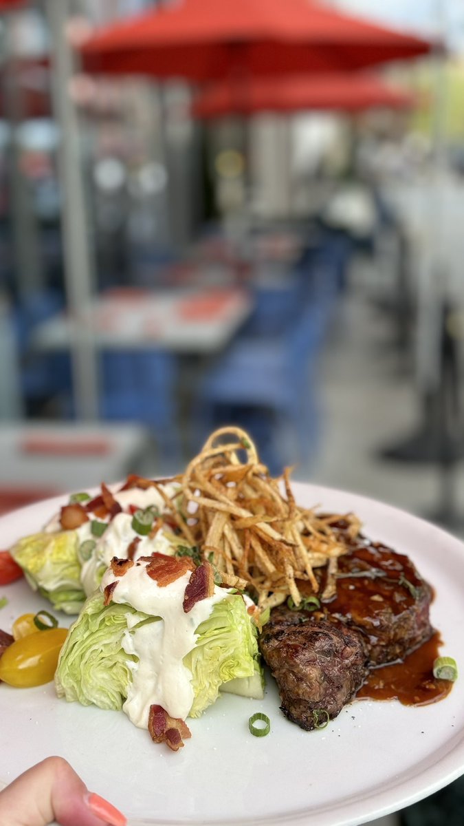 Double fisting the new cocktails on the patio. Steak tasty, too. Patio season is here!! Chef Geoff's West End.