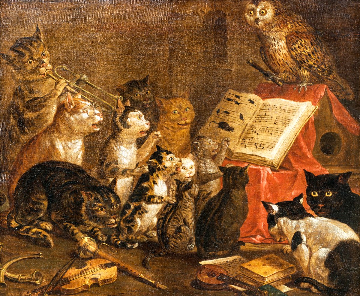 Concerto pour chat, Italie, 17ème/18ème siècle. 
Source : Drouot.com 

#art #cat #cats #caturday #chat #chats #concert #music #musique #painting #peinture