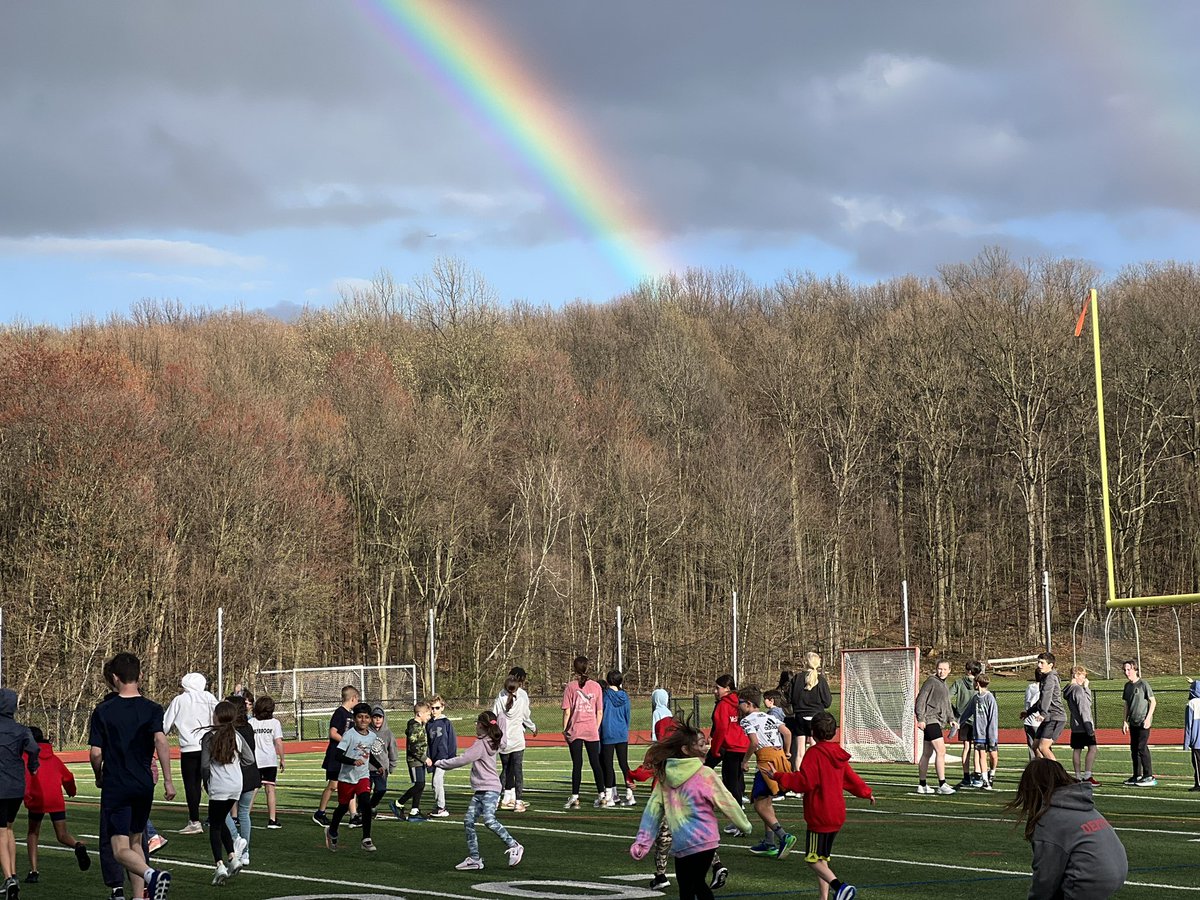 A beautiful evening for track practice, especially when it's under rainbows #alwaystrainjng